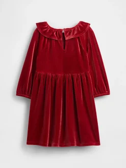 Baby & Toddler Velour Ruffle Collar Dress