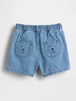 Baby Brannan Bear Pocket Pull-On Denim Shorts