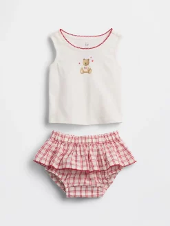 Baby Brannan Bear Tank Top & Plaid Skort Set
