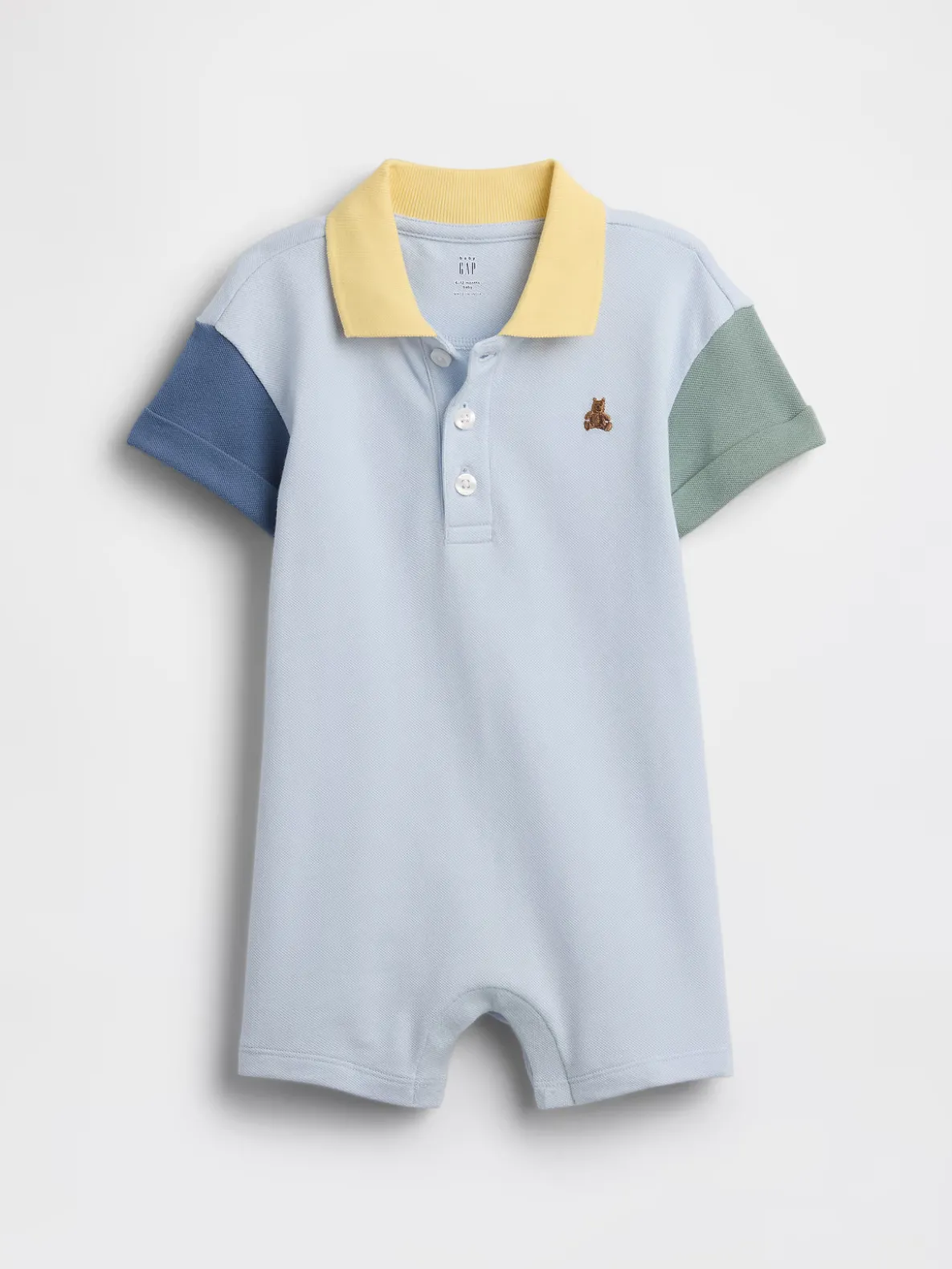 Baby Colorblock Pique Polo Shorty One-Piece