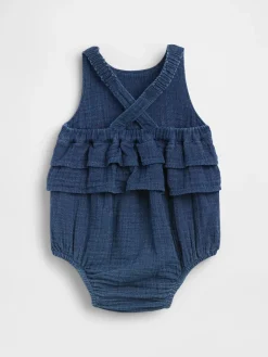 Baby Cotton Gauze Denim Bubble Bodysuit
