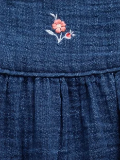 Baby Cotton Gauze Denim Bubble Bodysuit