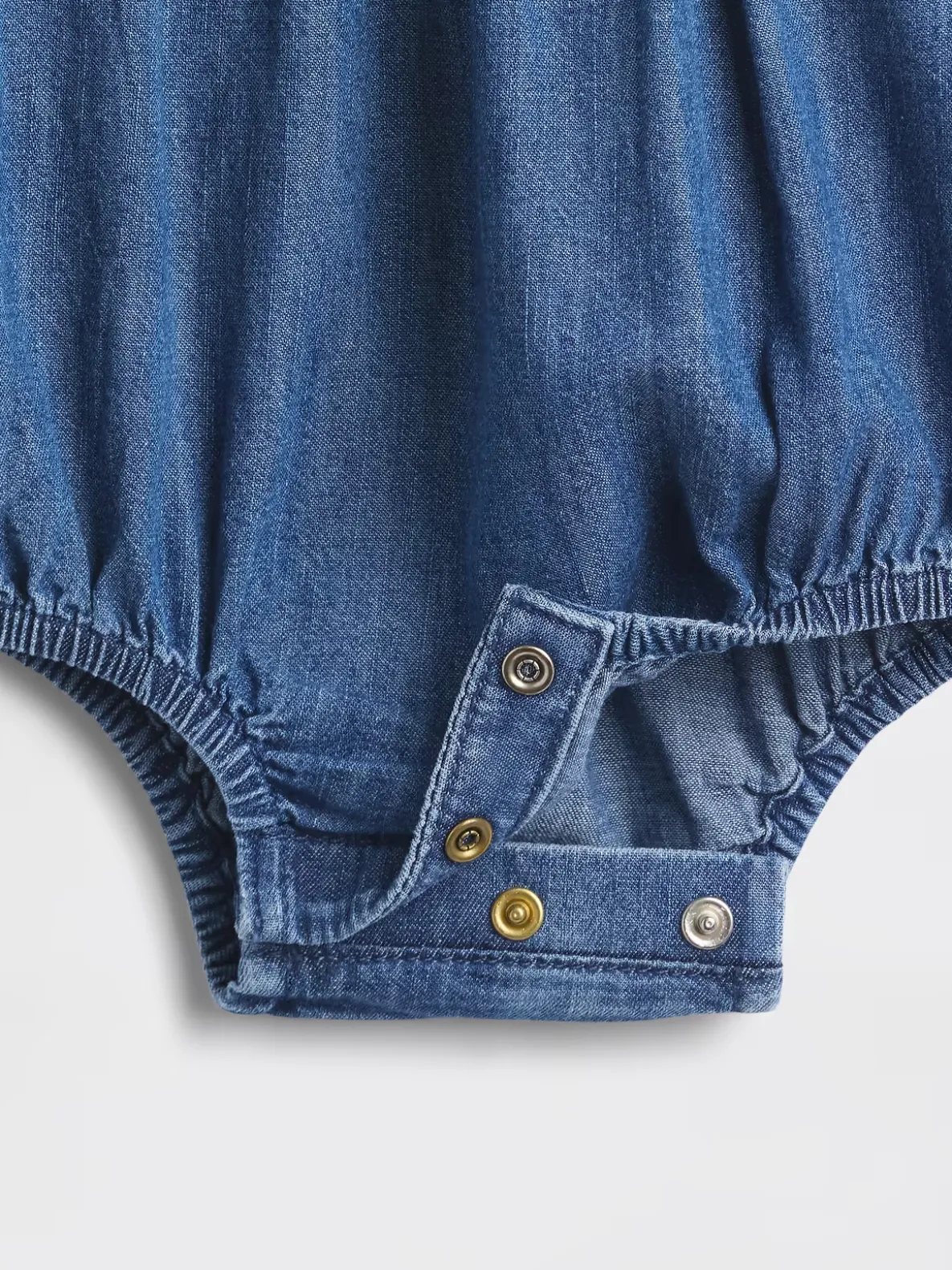 Baby Denim Ruffle Collar Bubble Bodysuit