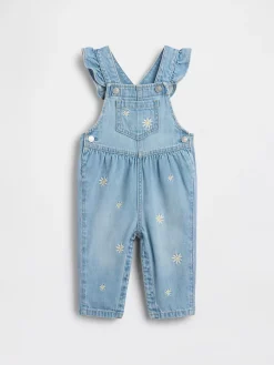 Baby Embroidered Floral Denim Overalls