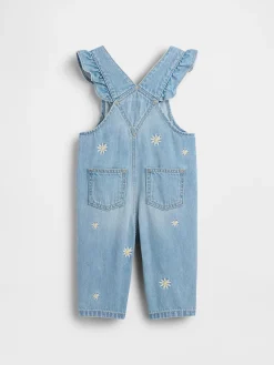 Baby Embroidered Floral Denim Overalls