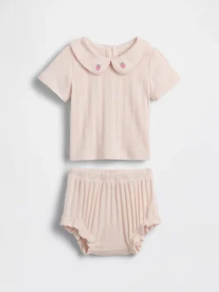 Baby Embroidered Pointelle Outfit Set