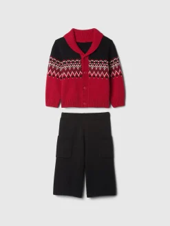 Baby Fair Isle Shawl Cardigan Set