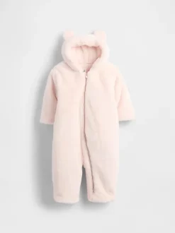 Baby Faux Fur Bear Hooded One-Piece