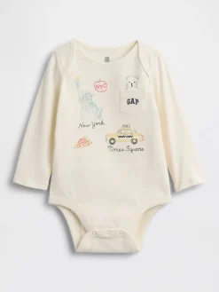 Baby First Favorites Organic Cotton NYC Logo Pocket Bodysuit