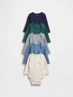Baby First Favorites Softspun Waffle Pocket Bodysuit (5-Pack)