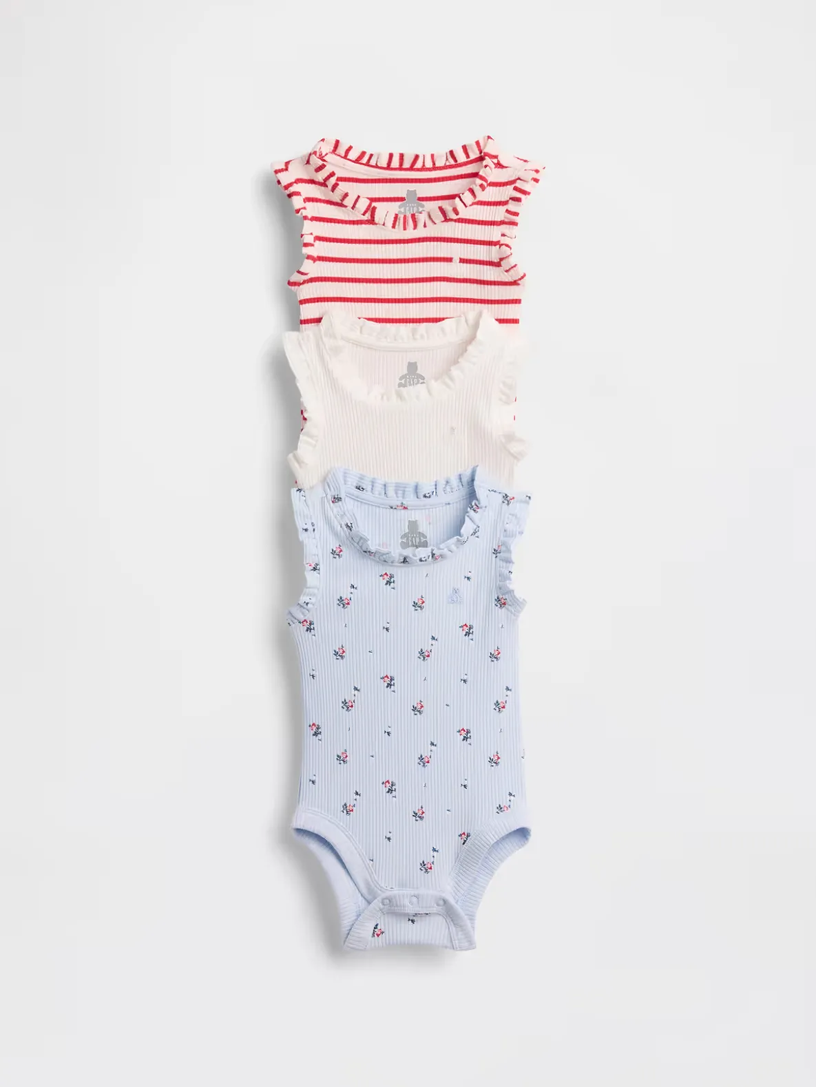 Baby First Favorites TinyRib Ruffle Tank Bodysuit (3-Pack)
