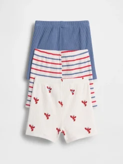 Baby First Favorites TinyRib Stripe Pull-On Shorts (3-Pack)