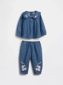 Baby Floral Denim Outfit Set