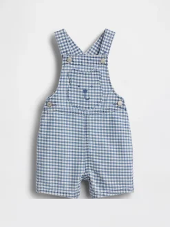 Baby Gingham Denim Bear Pocket Shortalls