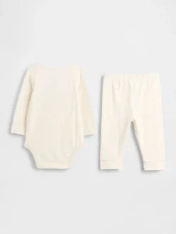 Baby Organic Cotton Bear Heart Bodysuit Outfit Set