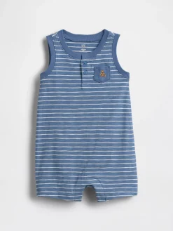 Baby Organic Cotton Henley Shorty One-Piece