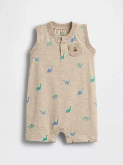 Baby Organic Cotton Henley Shorty One-Piece