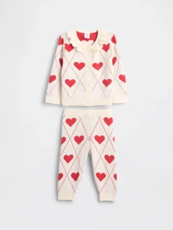 Baby Ruffle Collar Cardigan Sweater Set