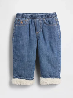 Baby Sherpa-Lined Pull-On Barrel Jeans