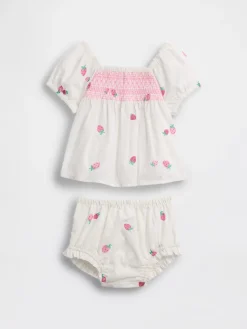 Baby Smocked Strawberry Outfit Set