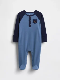 Baby Softspun Colorblock Henley Footed One-Piece