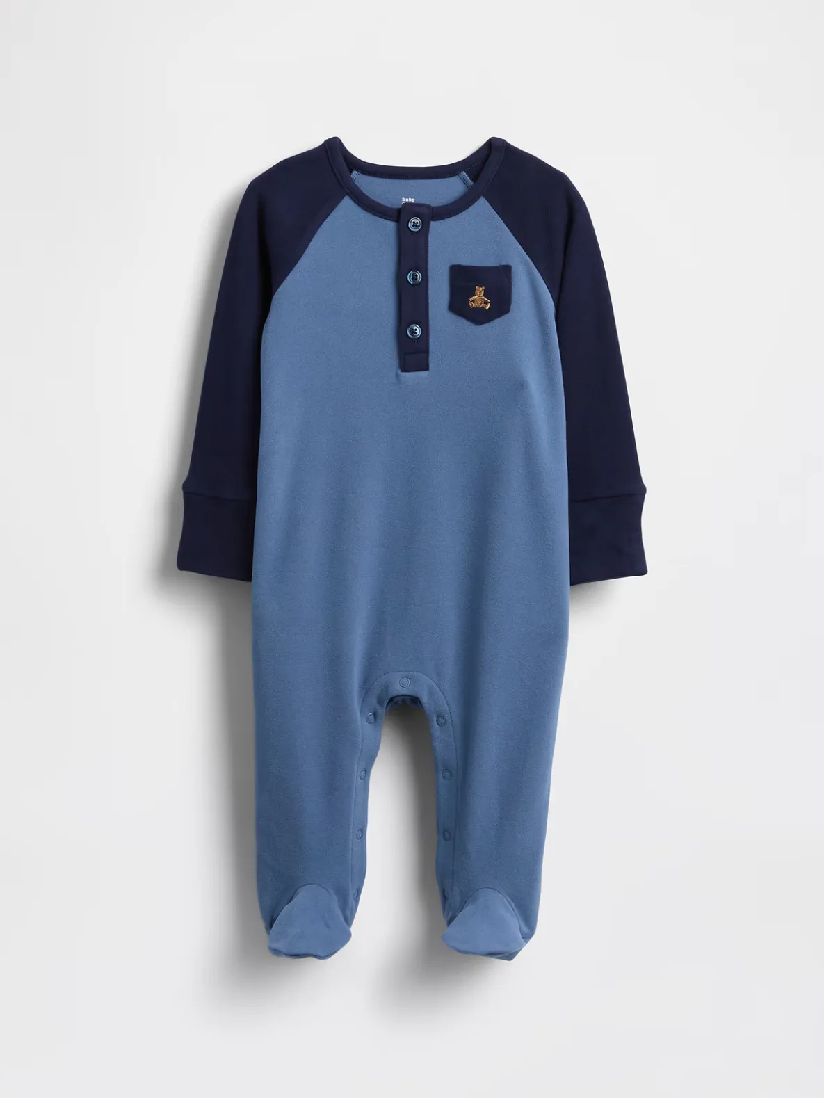 Baby Softspun Colorblock Henley Footed One-Piece