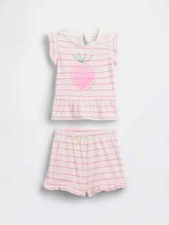 Baby Strawberry Ruffle Outfit Set