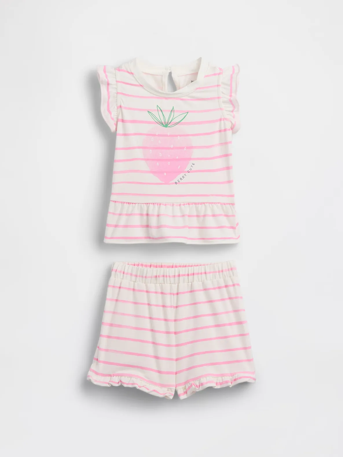 Baby Strawberry Ruffle Outfit Set