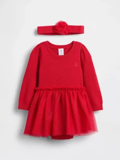 Baby Tulle Sweater Bodysuit Dress Set