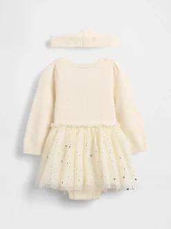 Baby Tulle Sweater Bodysuit Dress Set
