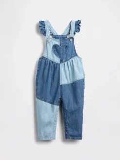 Baby Two-Tone Denim Heart Overalls