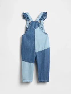 Baby Two-Tone Denim Heart Overalls