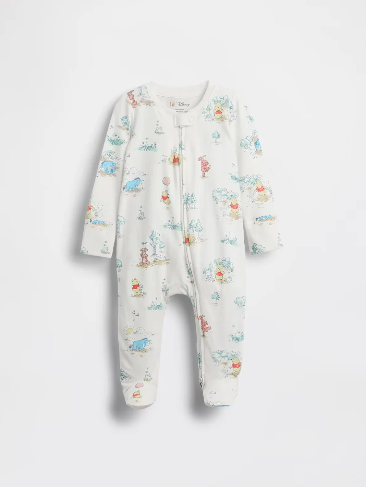 Baby Winnie The Pooh Organic Cotton Footed One-Piece