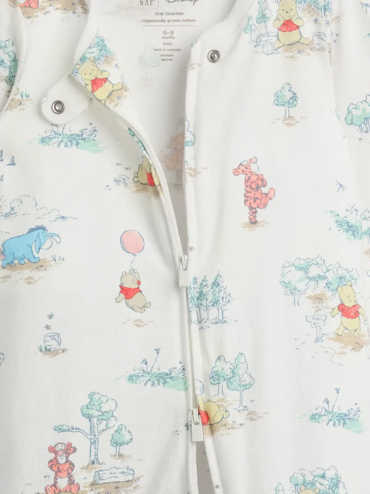 Baby Winnie The Pooh Organic Cotton Footed One-Piece