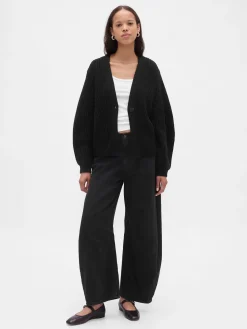 Barrel-Sleeve Cardigan Sweater