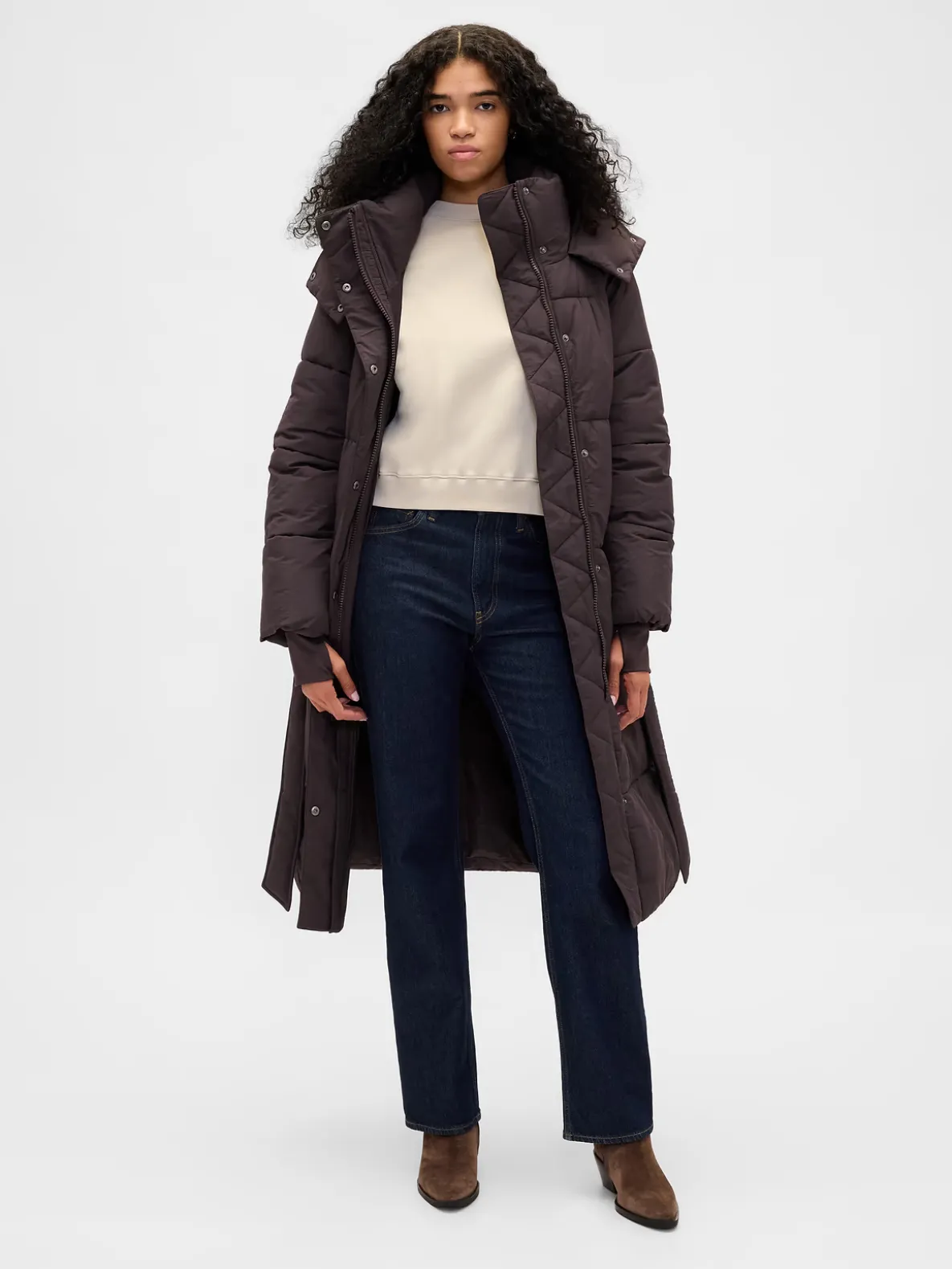 Belted Long Puffer Coat