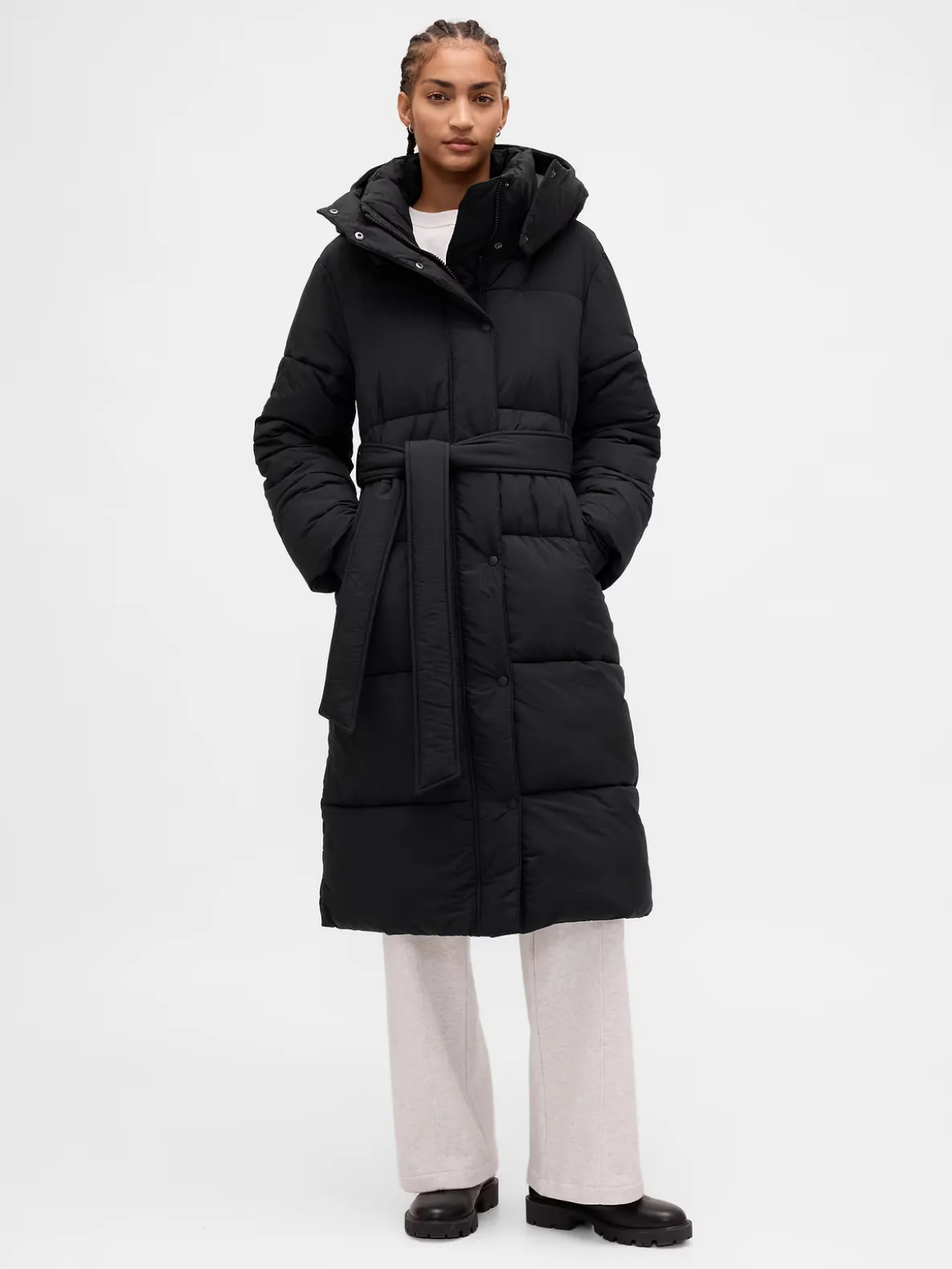 Belted Long Puffer Coat