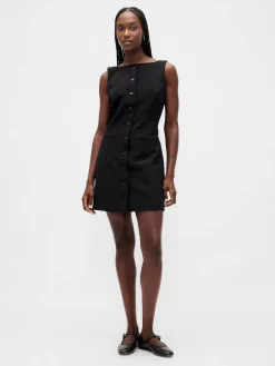BiStretch Button-Front Mini Dress