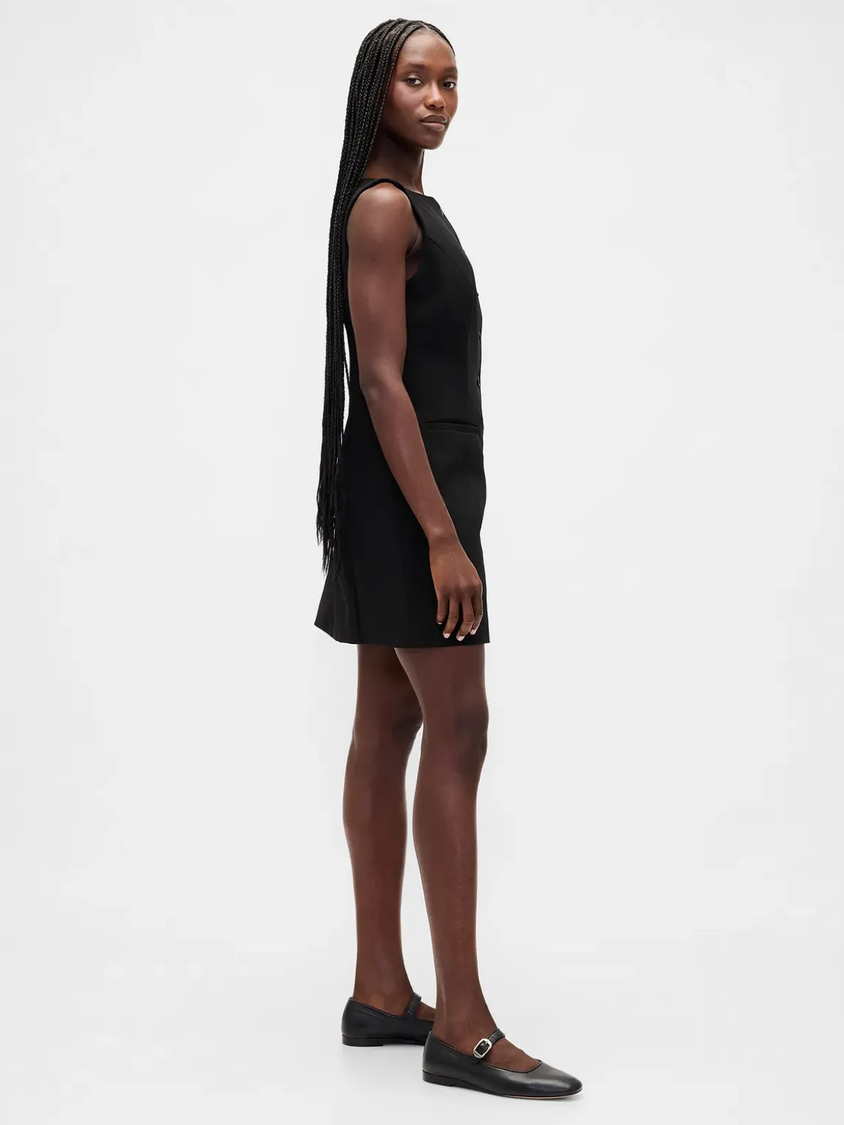 BiStretch Button-Front Mini Dress