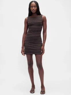 Boatneck Knit Mini Shift Dress