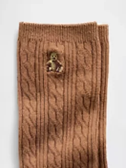 Brannan Bear Cable-Knit Crew Socks