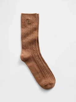 Brannan Bear Cable-Knit Crew Socks