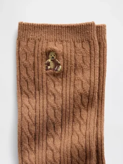 Brannan Bear Cable-Knit Crew Socks