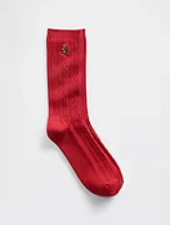 Brannan Bear Cable-Knit Crew Socks