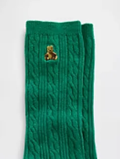 Brannan Bear Cable-Knit Crew Socks