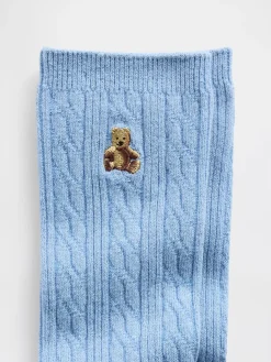 Brannan Bear Cable-Knit Crew Socks
