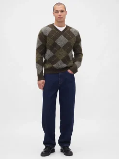 Brushed Argyle Sweater