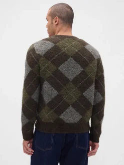 Brushed Argyle Sweater