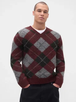 Brushed Argyle Sweater