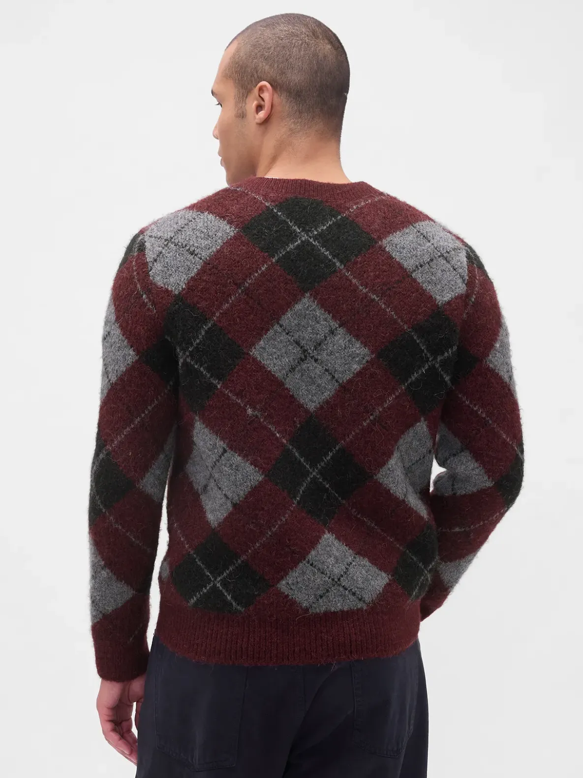 Brushed Argyle Sweater